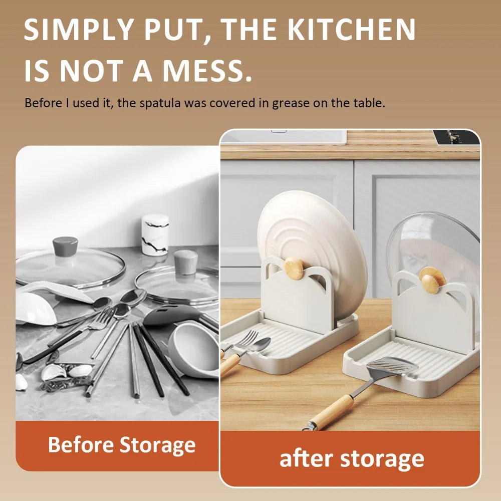 Kitchen Counter Spoon Rack - Pot Lid Rack and Spoon Rack - Multi-Purpose Small Tools to Keep the Countertop Clean - Silicone Rac