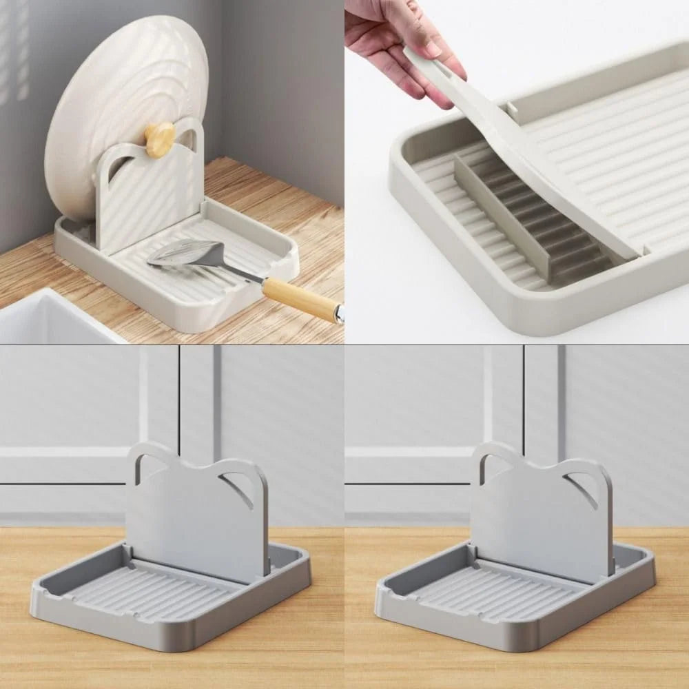 Kitchen Counter Spoon Rack - Pot Lid Rack and Spoon Rack - Multi-Purpose Small Tools to Keep the Countertop Clean - Silicone Rac