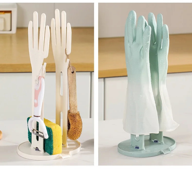 Kitchen Glove Drying Rack with Drainage Base Rubber Glove Holder and Towel Storage Box Plastic Kitchen Sink Accessories