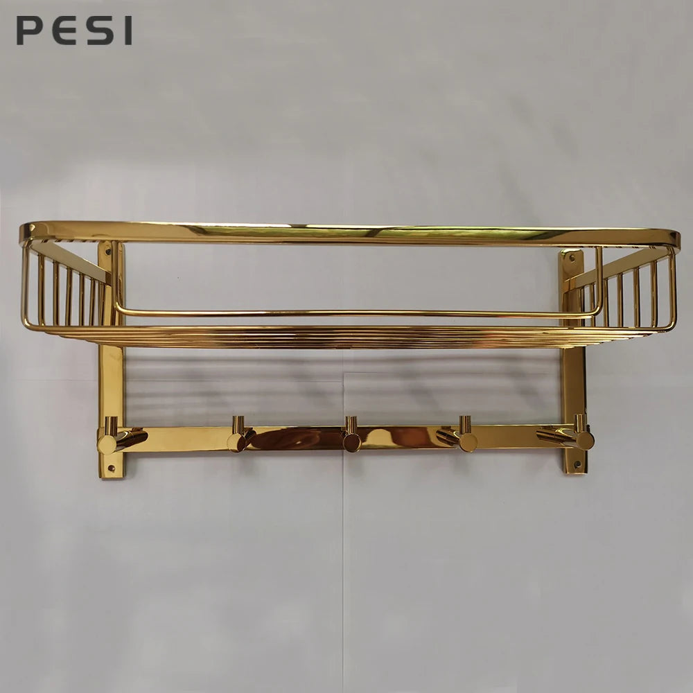 Bathroom Towel Holder Storage Rack Stainless Steel Firm Shower Kitchen Cabinet Wall Storage Organizer Rack Black,Gold,Chrome.