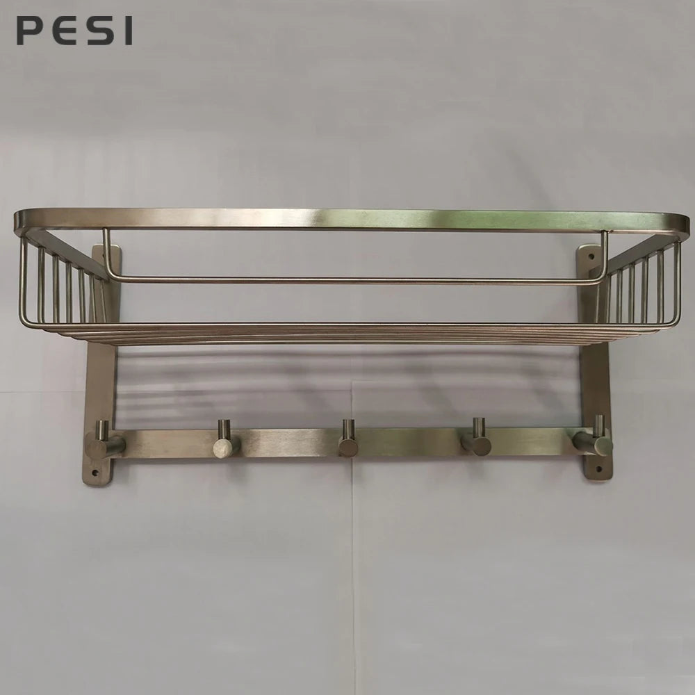 Bathroom Towel Holder Storage Rack Stainless Steel Firm Shower Kitchen Cabinet Wall Storage Organizer Rack Black,Gold,Chrome.