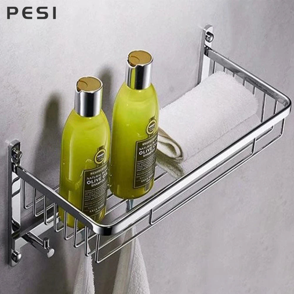 Bathroom Towel Holder Storage Rack Stainless Steel Firm Shower Kitchen Cabinet Wall Storage Organizer Rack Black,Gold,Chrome.