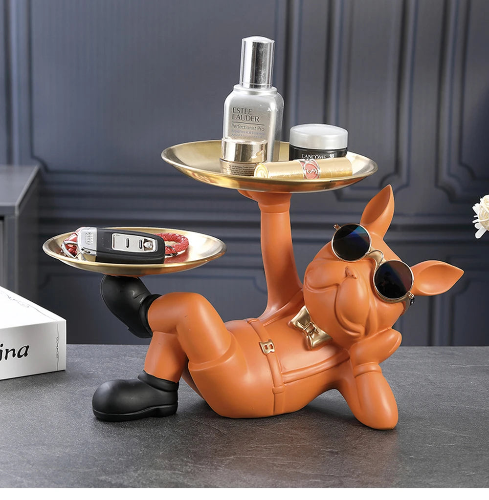 Bulldog Animal Figurines Cool Dog Statue Sculpture Living  Study Room Bedroom Decor Home Interior Decoration Accessories