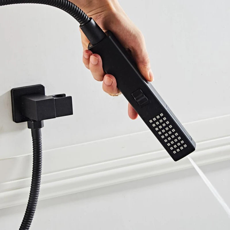 Bathroom Accessories Black Wall ABS Shower Mounting Brackets Black Shower&Spray 2 Function Handheld Sprinkler Balck 150CM Hose