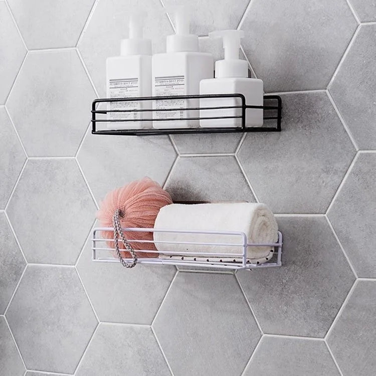 Bathroom kitchen Punch Corner Frame Shower Shelf Wrought Iron Shampoo Storage Rack Holder with Suction Cup bathroom accessories