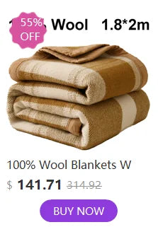100% Wool Blankets 1.5*2/1.8*2/2*2.3m Fleece Blanket Sleeping Warm Comforter Blankets For Winter Adult Children Bedding Camping