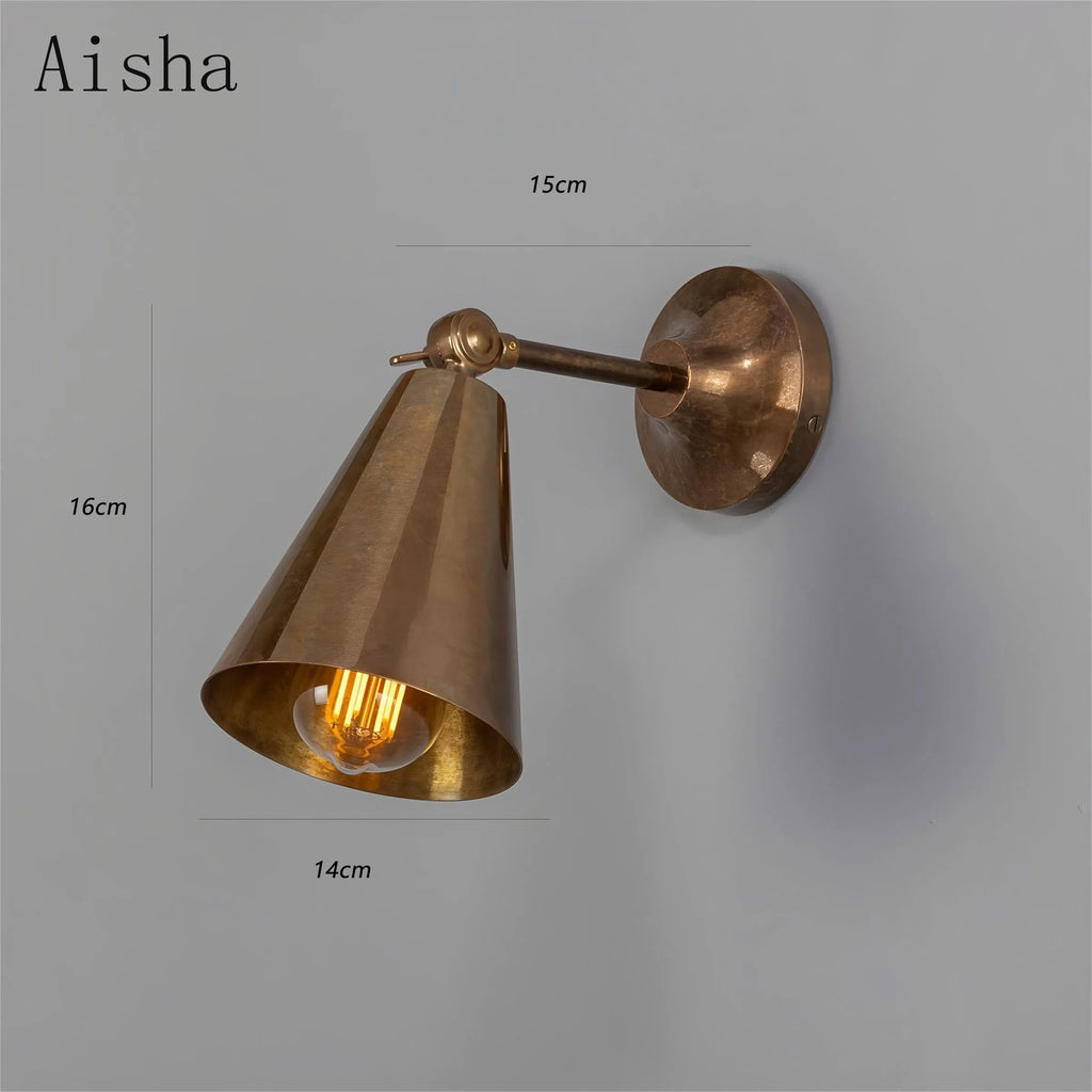Retro Copper Bedroom Bedside Lamp Read Wall Lamp for Dressing Room Bathroom  Aisle Sconces Entrance Decoration Light