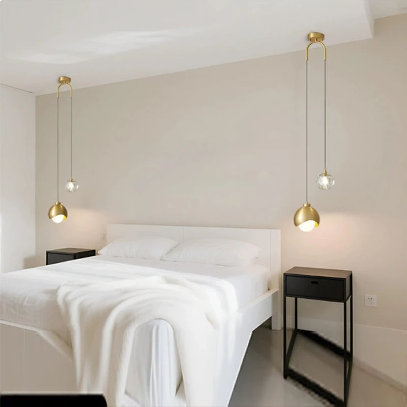 Bedroom Bedside Hanging Pendant Lamp Glass Ball LED Chandelier Lighting Ceiling Modern Interior Home Decor Lights Dining Kitchen