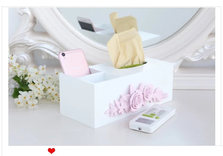 Living Room Multifunctional Wooden Tissue Storage Box,Household Tea Table, Remote Control Rack