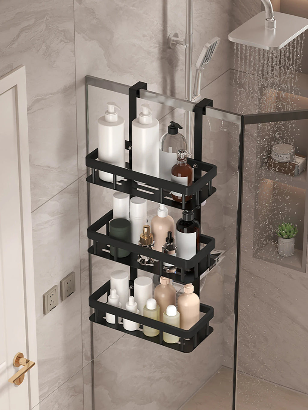 bathroom wall mounted storage rack, door mounted rack, shower gel rack, shower supplies storage rack