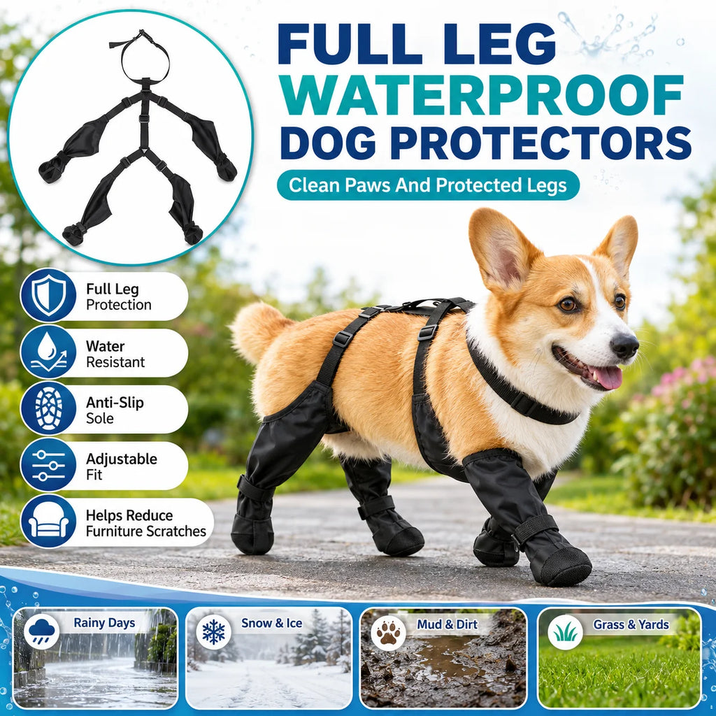 Dog Full Leg Waterproof Shoes Mud Stain Resistant Non Slip Pet Boots Protective Rain Gear For Small Medium Dogs Outdoor Walks
