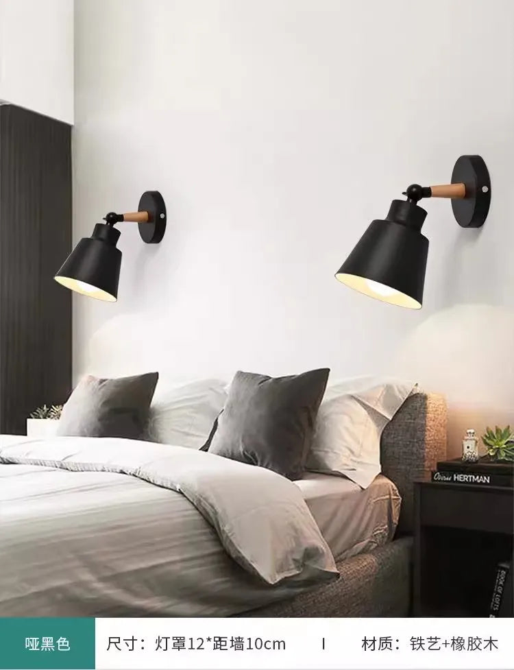 Nordic solid wood bedroom wall lamp modern minimalist Macaron LED wall lamp creative living room corridor bedside wall lamp