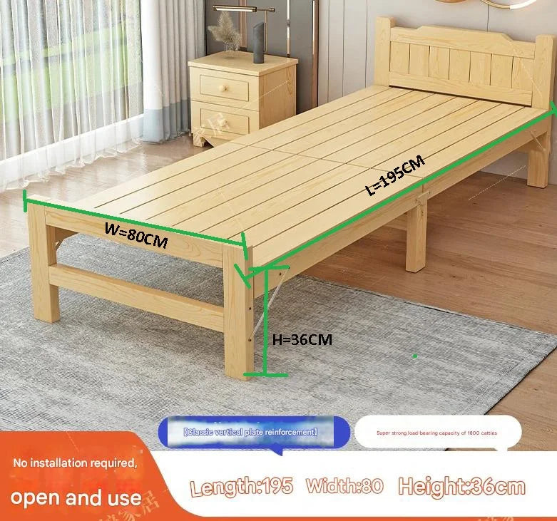 Home Bedroom Solid Wood Folding Bed for Small Apartments Rent Guest Personal Double Bed Compact Space Saving Design