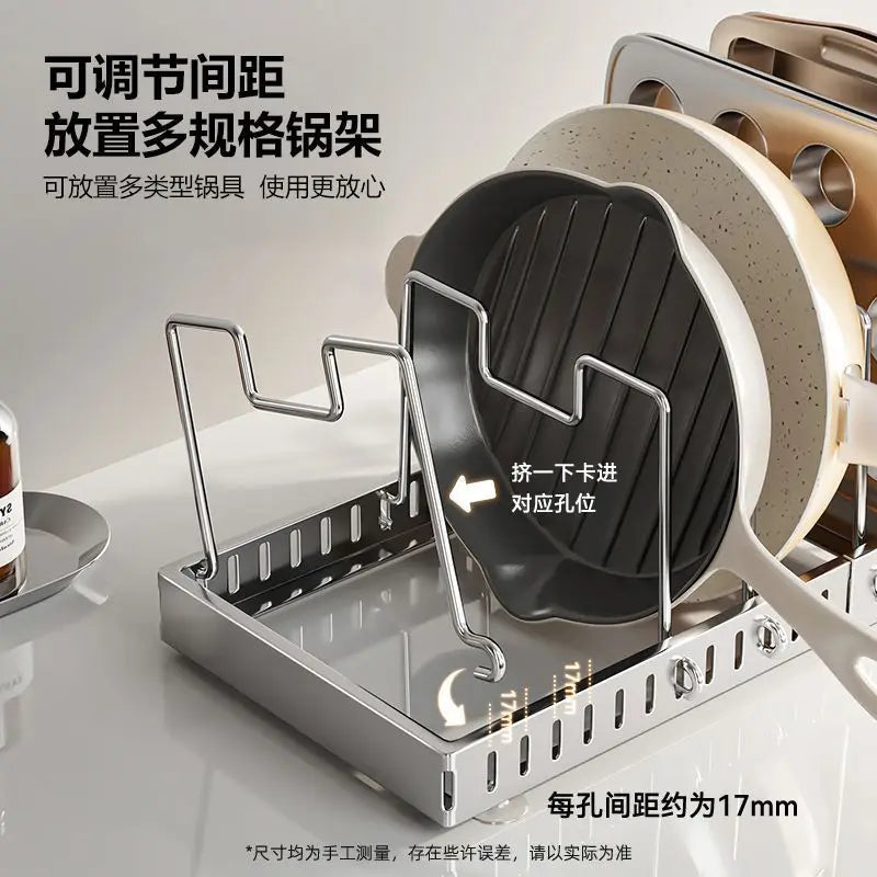 Kitchen Pot Lid Rack Countertop Organizer Cookware Storage
