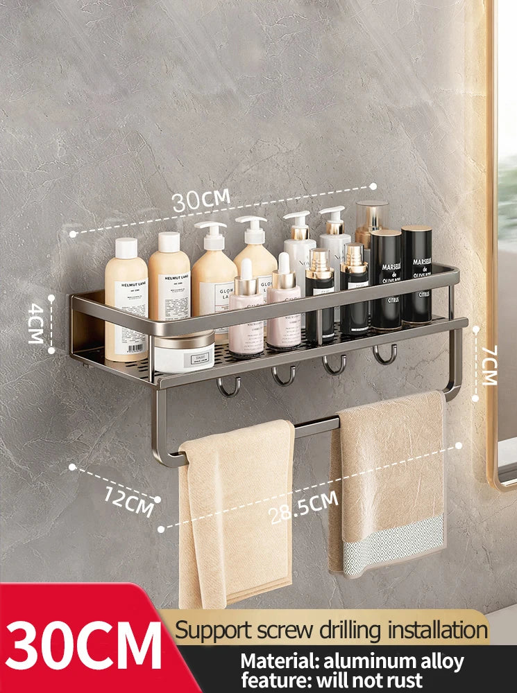 Bathroom Rack Bathroom Shelf Toilet Space Aluminum Hanging Rack Bathroom Organizer Hang on the Wall