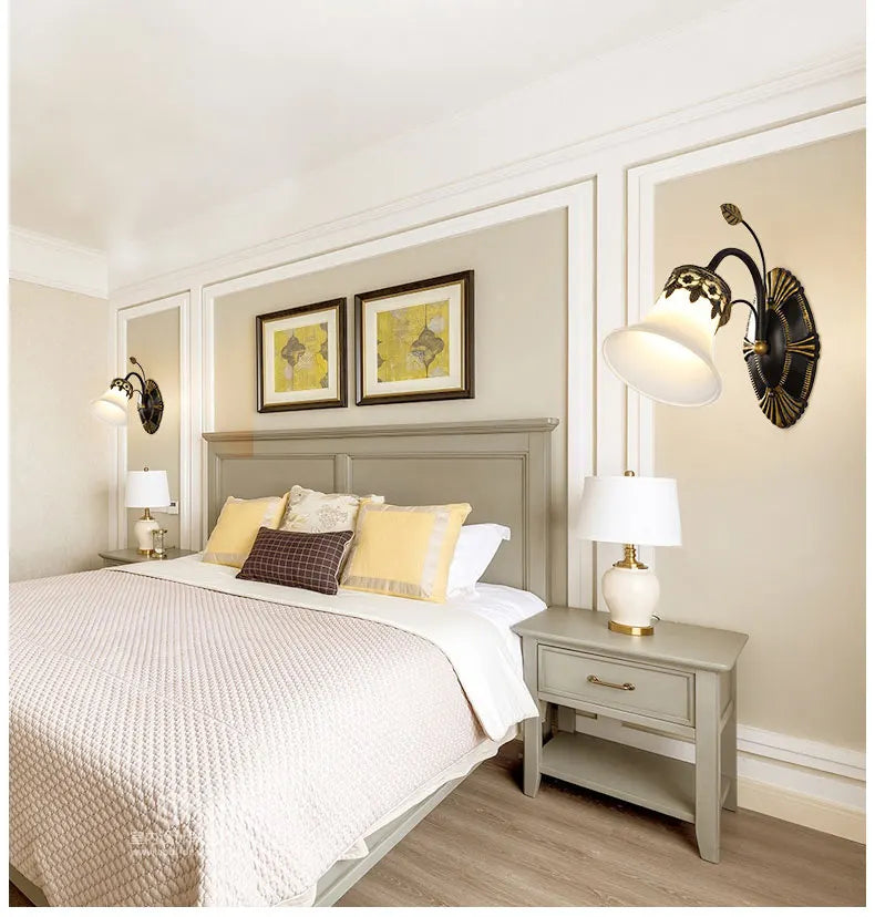 American Living Room Wall Light Luxury Bedroom Bedside Lamp Nordic Creative Living Room Background Wall Room Aisle Glass Light