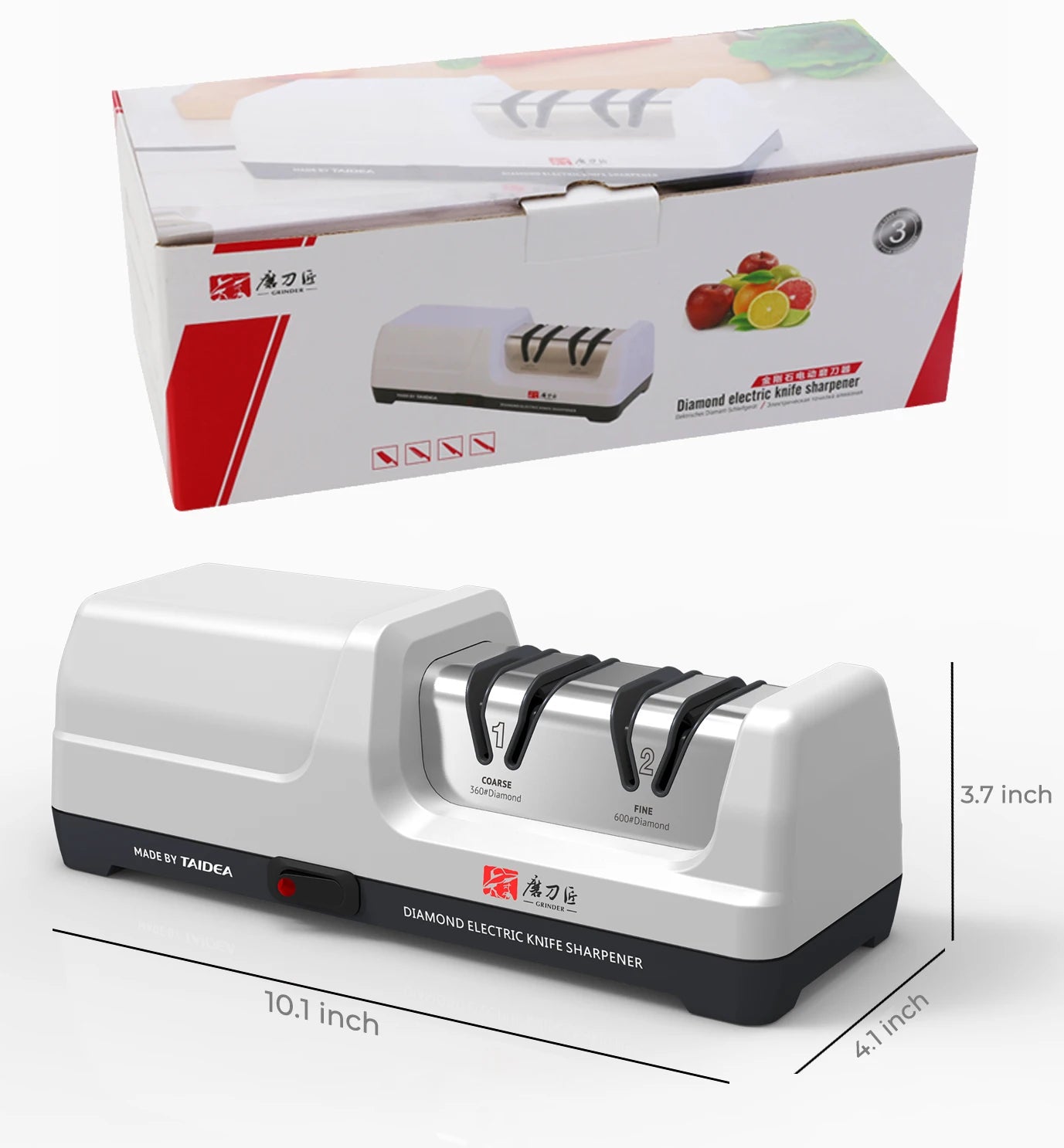 Kitchen Electric Knife Sharpener, 100% Diamond Abrasive, 20° Precision Sharpening, Quickly Restores Blade Sharpness