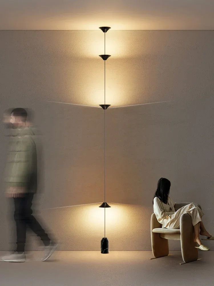 Modern Living Room Hallway Wall Floor Lamp Cone Desigh Art Decorative Iron Hanging Cable Floor Lamp for Bedroom Indoor