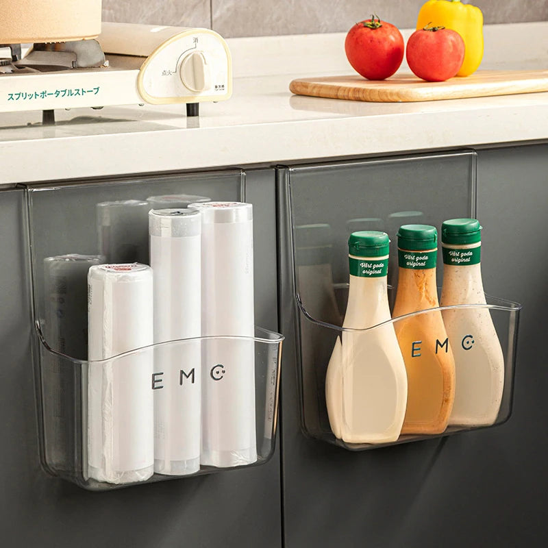 Kitchen Cabinet Door Hanging Rack, Behind-the-door Storage Rack, No-drill Wall-mounted Storage Rack, Transparent And Thickened