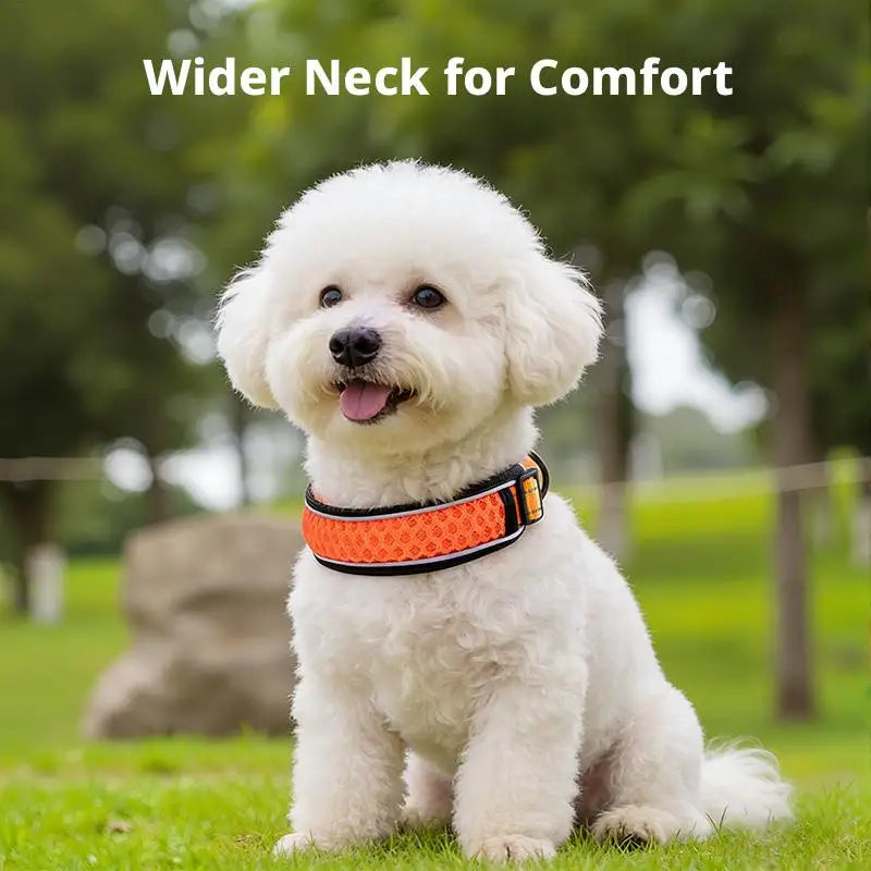 Dog Collar, Adjustable Soft Pet Collar with Escape-Proof Locking Buckle, Breathable Honeycomb Net Design for Small Large Dogs