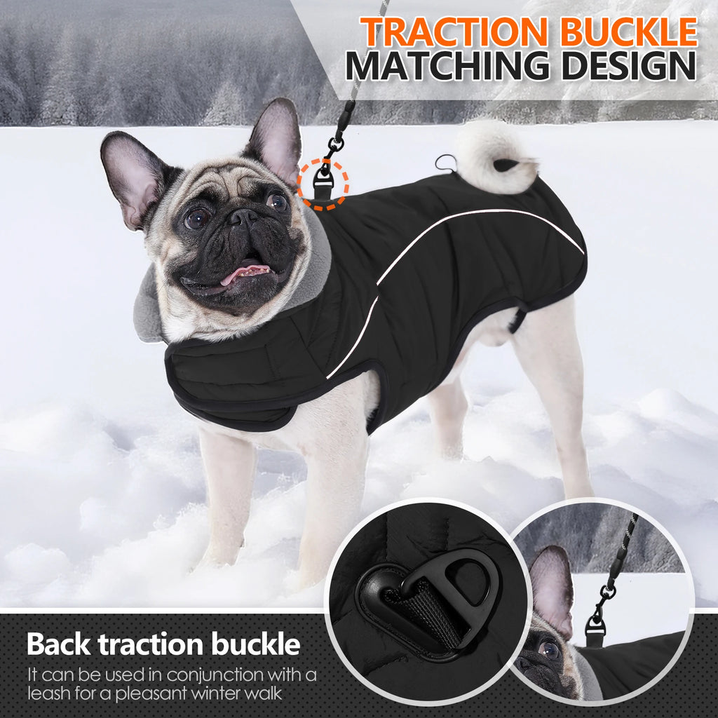 Dog Coat, Waterproof Winter Jacket,Warm Windproof Jacket, Reflective Adjustable Turtleneck Coats for Dogs with Hook & Loop