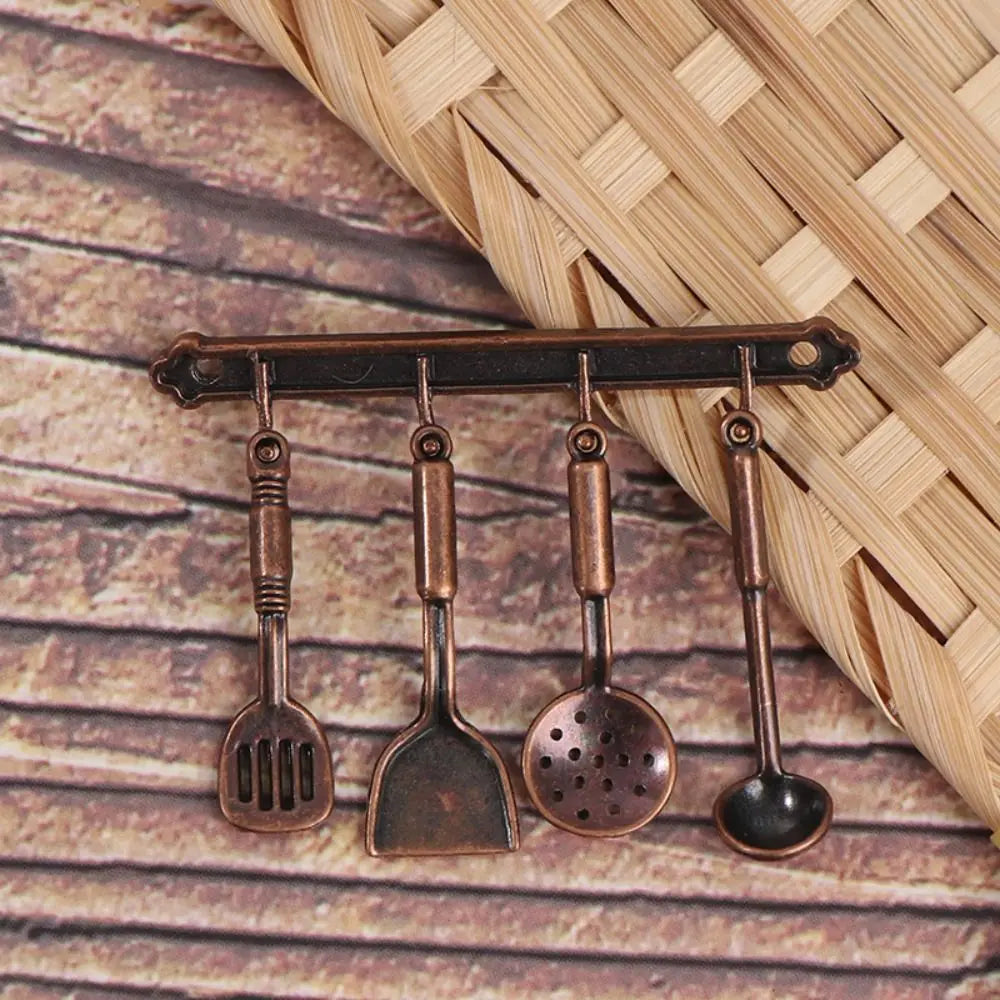 Kettle 1:12 Mini Kitchen Utensils Sets Cookware Alloy Kitchen Set Mini 1:12 Scale Mini Kitchen Cooking Kit Dollhouse Miniatures