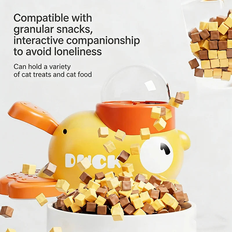 Little Yellow Duck Treat Dispenser Cat Dog Toy Self Play Boredom Relief Interactive Launcher IQ Training Slow Feeder Puzzle Toys