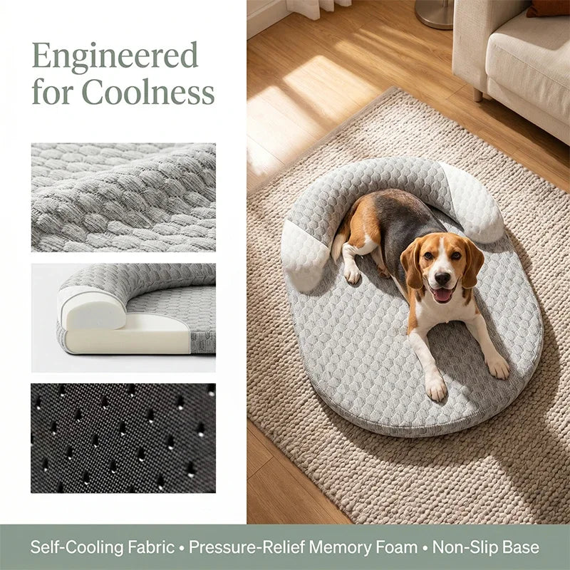 Cooling Dog Bed Summer Ice Silk Cat Mat Oval Pet Nest Breathable Heat Dissipation Cooling Pad for Small Medium Large Dogs Cats