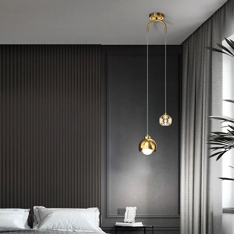 Bedroom Bedside Hanging Pendant Lamp Glass Ball LED Chandelier Lighting Ceiling Modern Interior Home Decor Lights Dining Kitchen