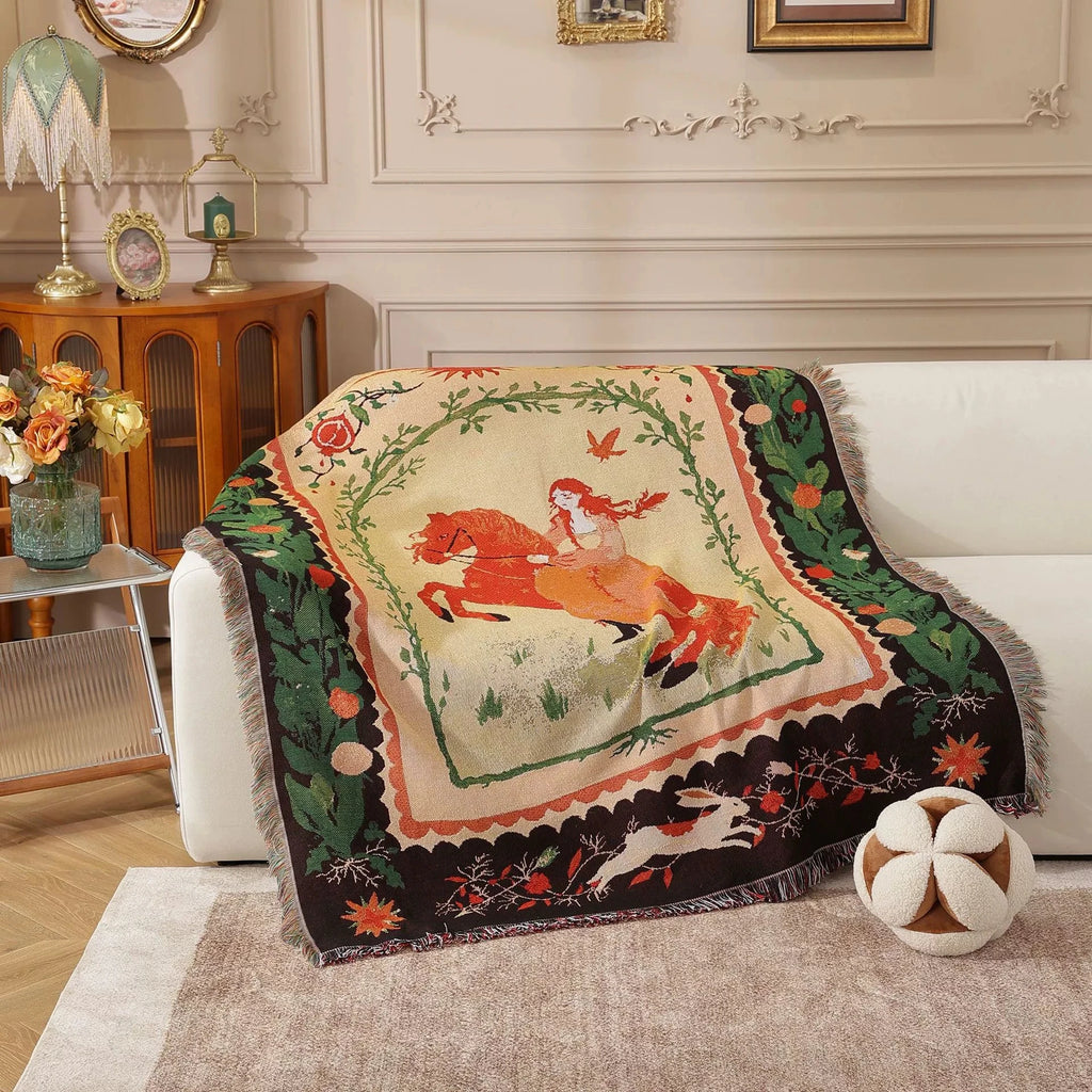 Nordic Style Artist Blankets for Beds Retro Art Bedroom Decoration Tapestry Leisure Ladies Picnic Blanket Outdoor Camping Mat