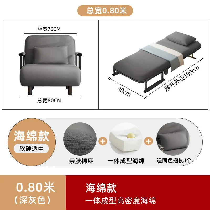 Portable Bedroom Folding Bed Single Pliable Office Sofa Folding Bed Guest Adults Cama Plegable Para Dormir Furniture Home
