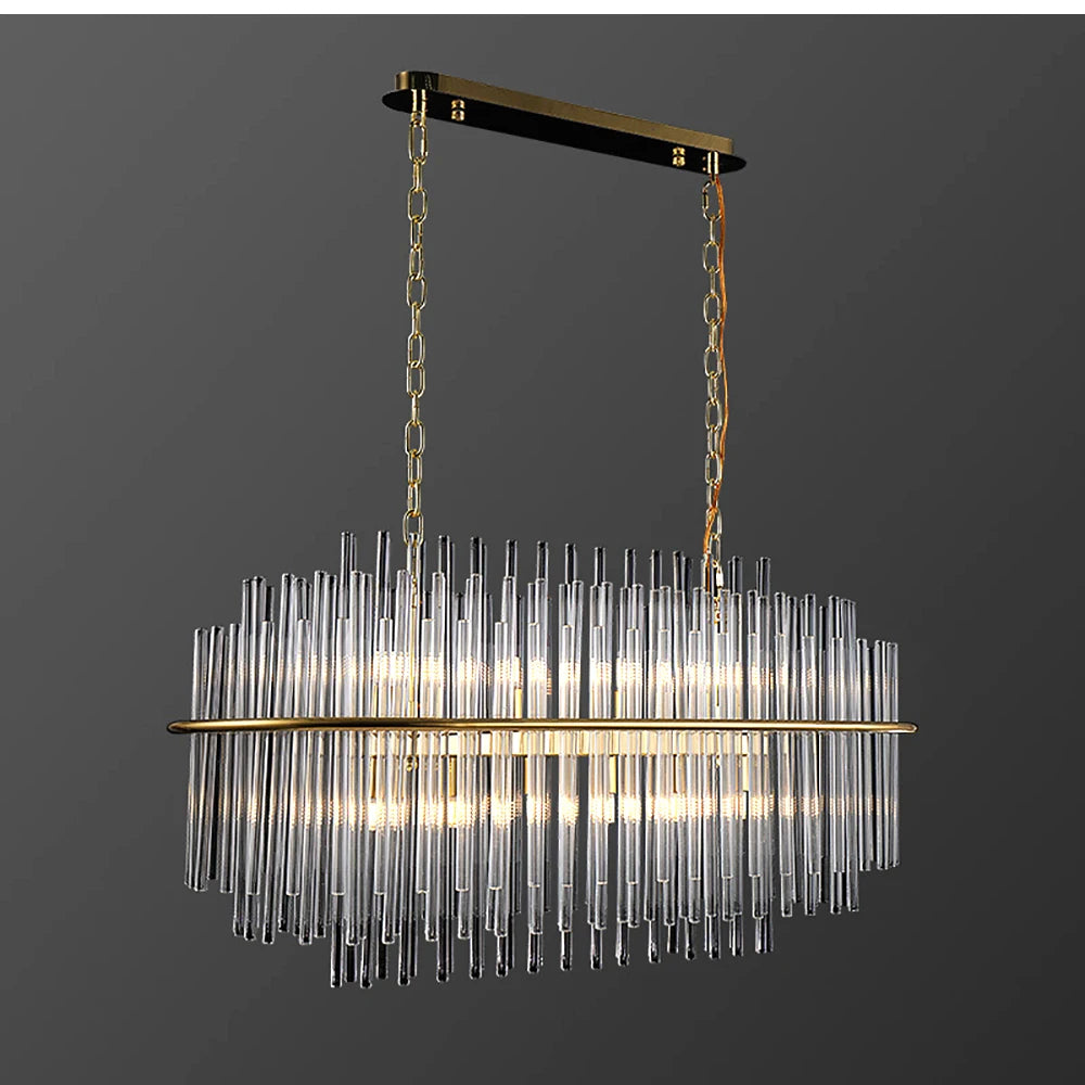 Living Room Ceiling Chandeliers Glass Rods Lamp Round Lighting Fixtures Modern Home Luxury Lustre Foyer Big Hanging Light Gold