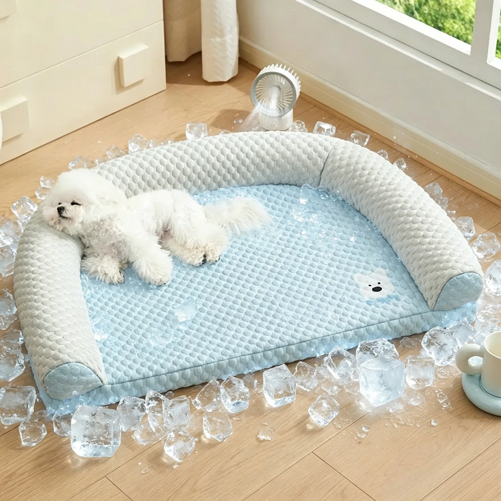 Cooling Dog Bed for Small Medium Dogs Breathable Cat Sofa Cooling Mat Pet Bed Pad with Removable Cover for Indoor Outdoor Summer