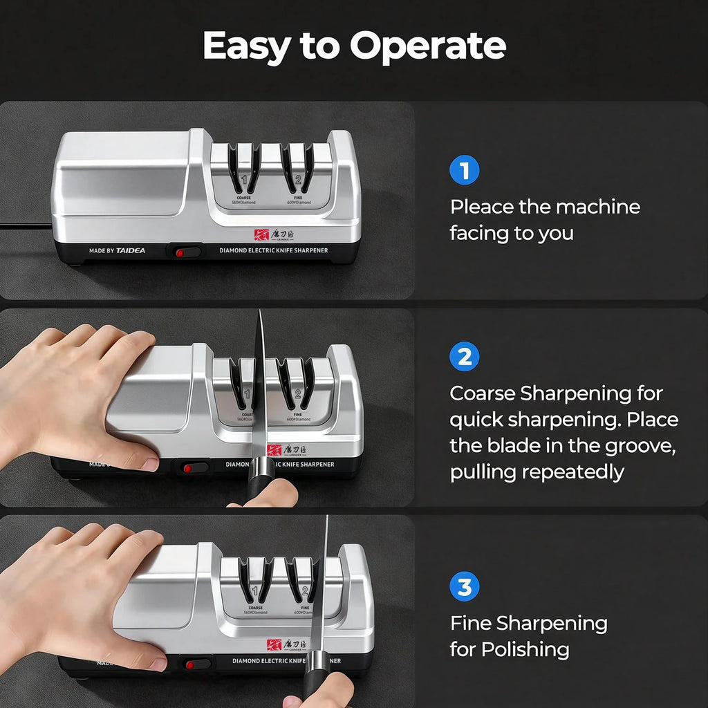 Kitchen Electric Knife Sharpener, 100% Diamond Abrasive, 20° Precision Sharpening, Quickly Restores Blade Sharpness