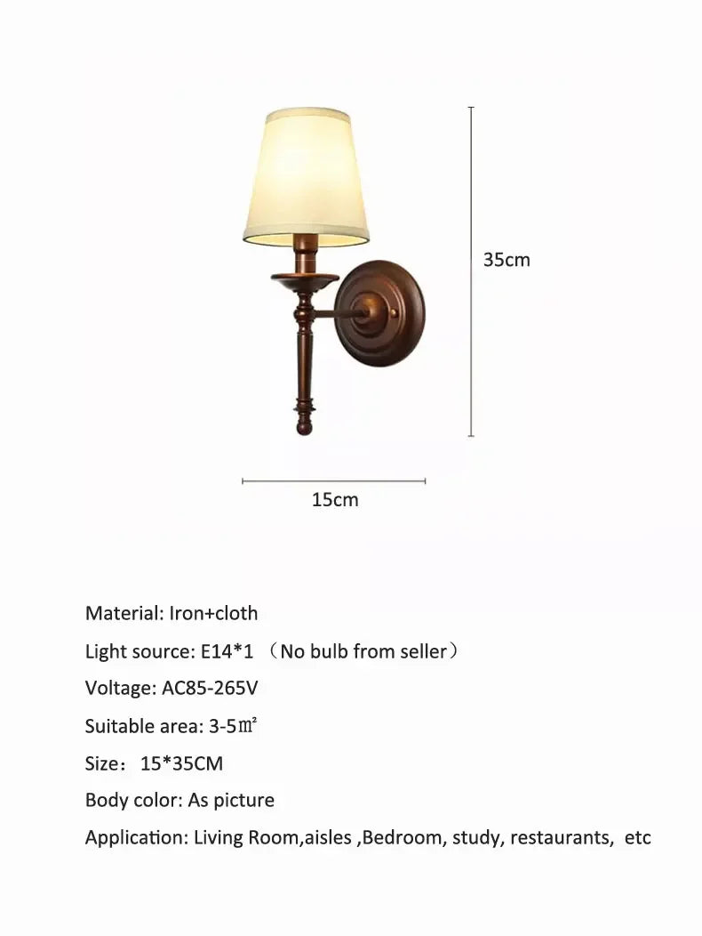 Retro Bedroom Bedside Wall Lamp Modern Simple European Style Hotel Living Room Study Corridor Wall Light Mirror Headlight