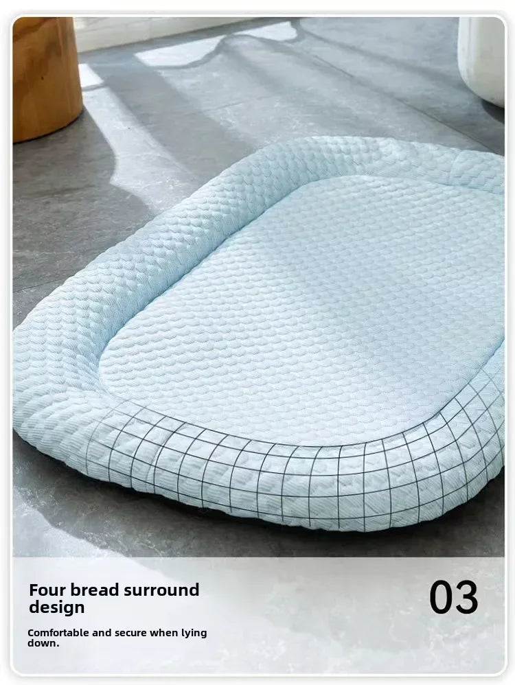 Dog Cooling Bed Mat Big Eyed Monster Cartoon Breathable Soft Ice Silk Sleeping Pad for Cat Moistureproof Cushion Matress Nonslip