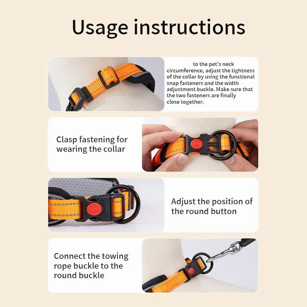 Dog Collar, Adjustable Soft Pet Collar with Escape-Proof Locking Buckle, Breathable Honeycomb Net Design for Small Large Dogs