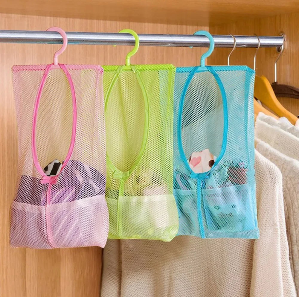 Bathroom Kids Toys Storage Bag Multifunctional Mesh Net Bag Makeup Organizer Drying Rack Balcony Socks Clothes Storage Basket