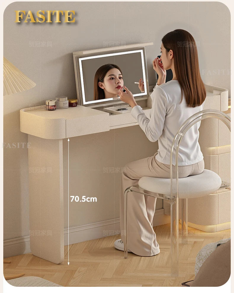 Bedroom integrated very narrow flip retractable storage cream wind French bedside cabinet