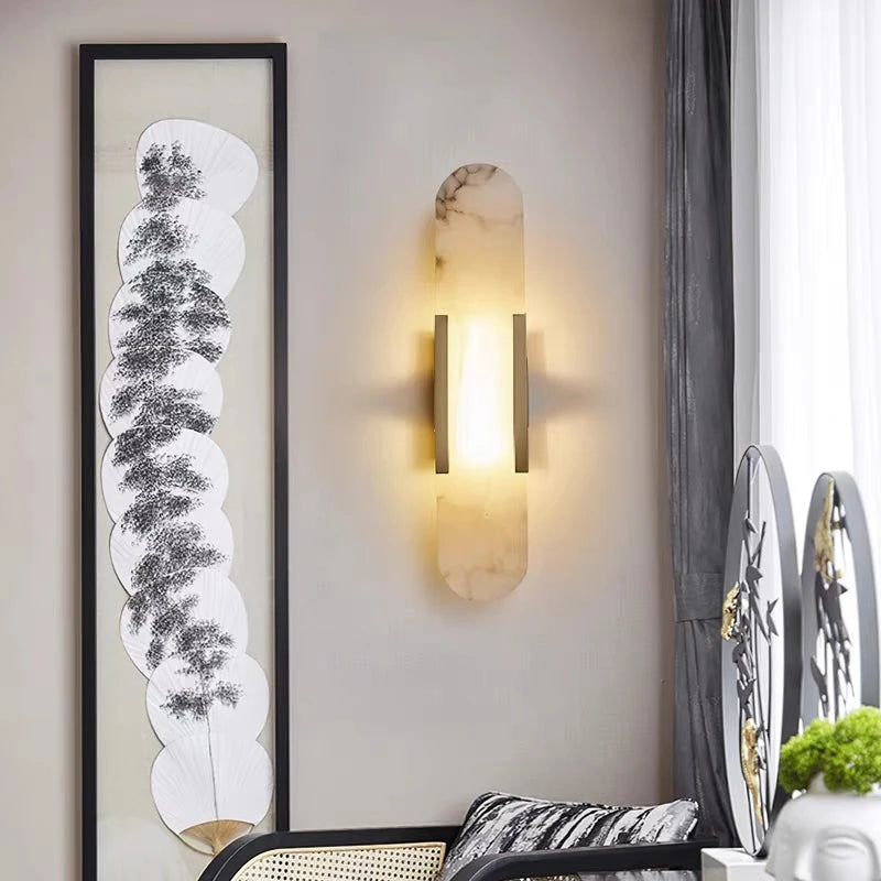 Modern Nordic High-End Marble Bedroom Bedside Lamps Living Room Wall Lighting Elegant Room Decor Marble Interior Wall Led Lights