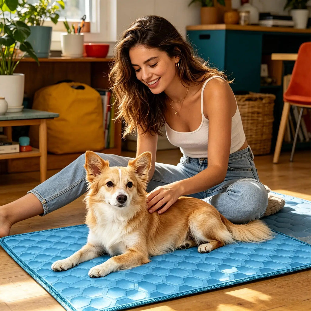 Dog Cooling Mat Hot Summer Non-Slip Cushion Pet Cats Bed Cooling Mat for Small Medium Large Breeds Animals Resting Camping