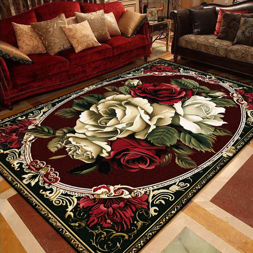 European Luxury Living Room Decoration Carpet gorgeous Bedroom Sofa Side Large Area Rugs Cloakroom Non-slip Floor Mats Washable
