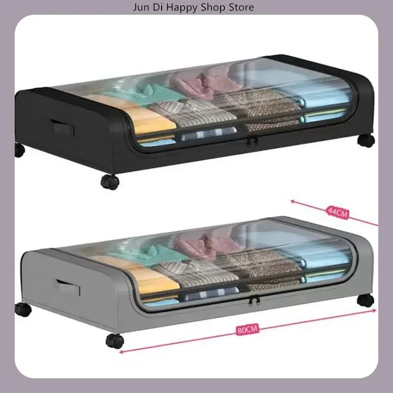 Bed Bottom Storage Box with Wheels Underbed Dust-Proof Organizer for Clothes Shoes Home Bedroom Simple Design Rolling Drawer