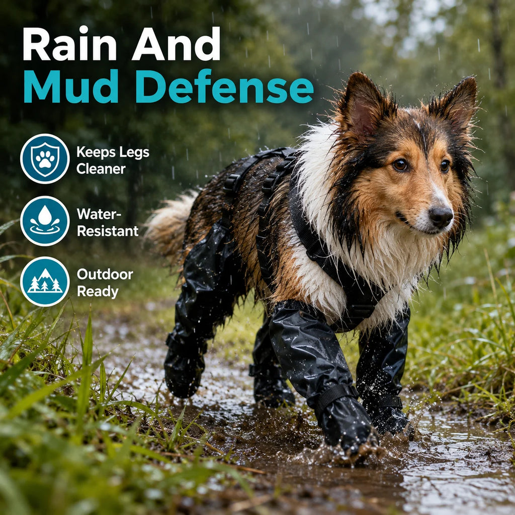 Dog Full Leg Waterproof Shoes Mud Stain Resistant Non Slip Pet Boots Protective Rain Gear For Small Medium Dogs Outdoor Walks