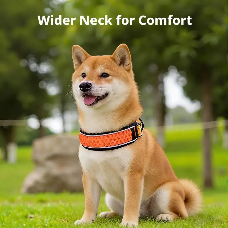 Dog Collar, Adjustable Soft Pet Collar with Escape-Proof Locking Buckle, Breathable Honeycomb Net Design for Small Large Dogs