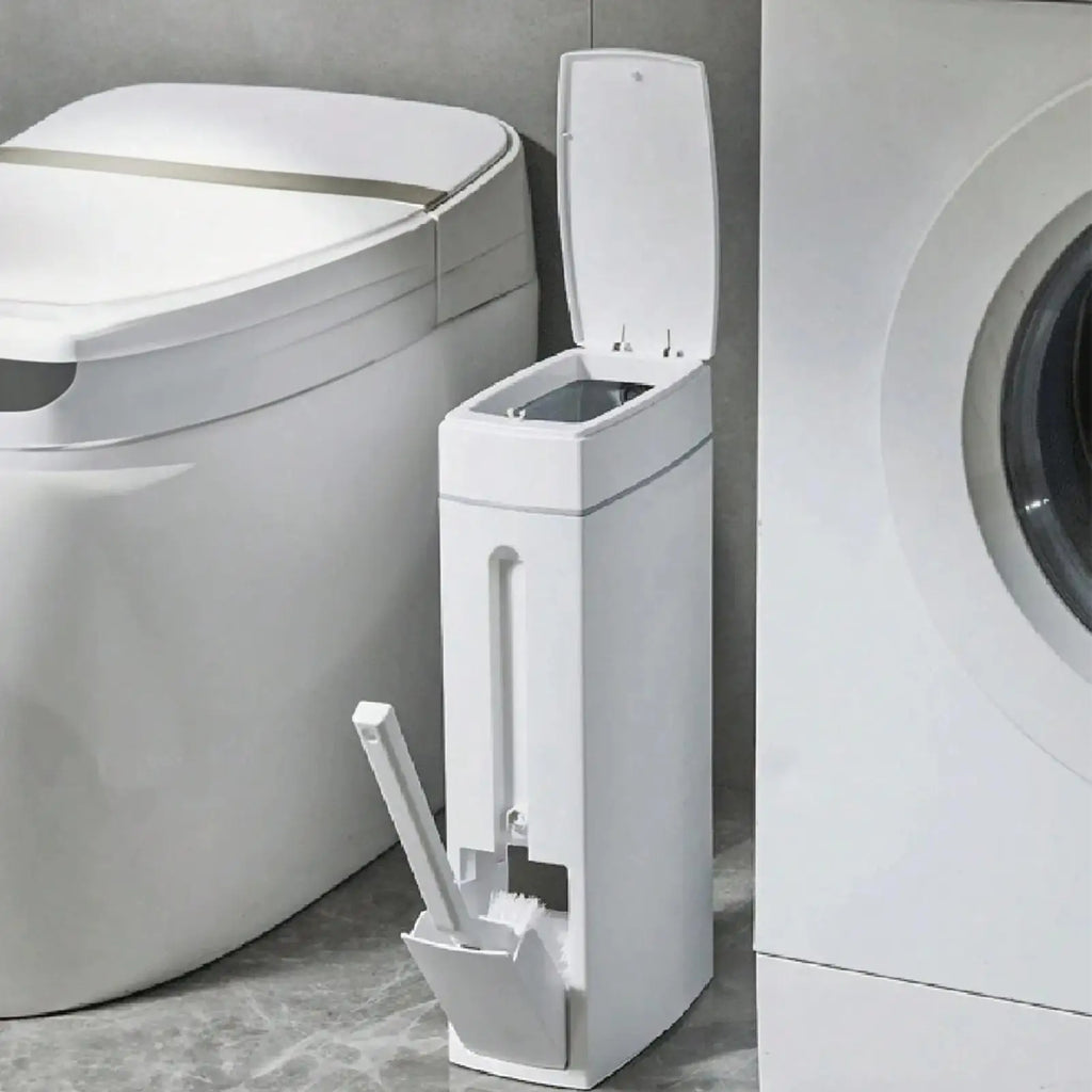 Bathroom Trash Can Bathroom Trash Can Toilet Brush Combo Save Space Small Trash Can Lid Bathroom Accessories Narrow Garbage Can