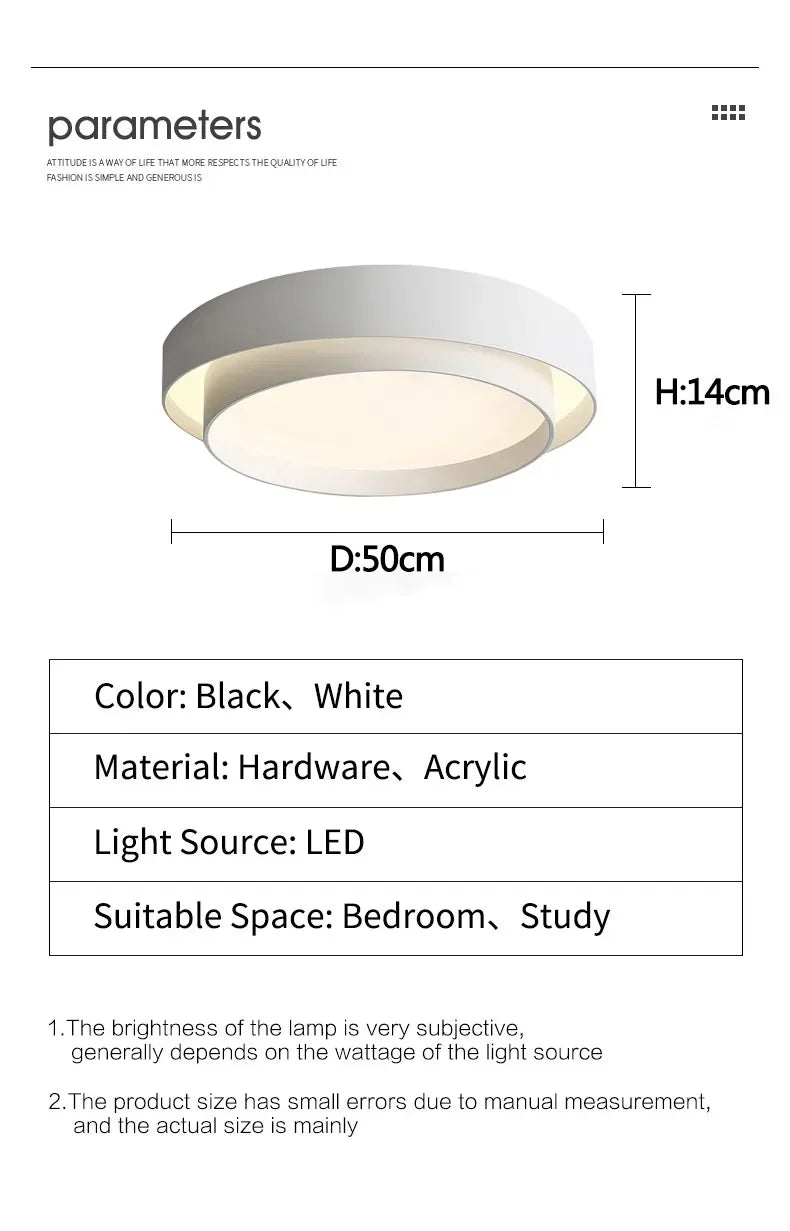 Bedroom Living Room Lamp Led Ceiling Light Minimalist Modern White Black Grey Indoor Lighting Fixture Home Hotel Luminarie