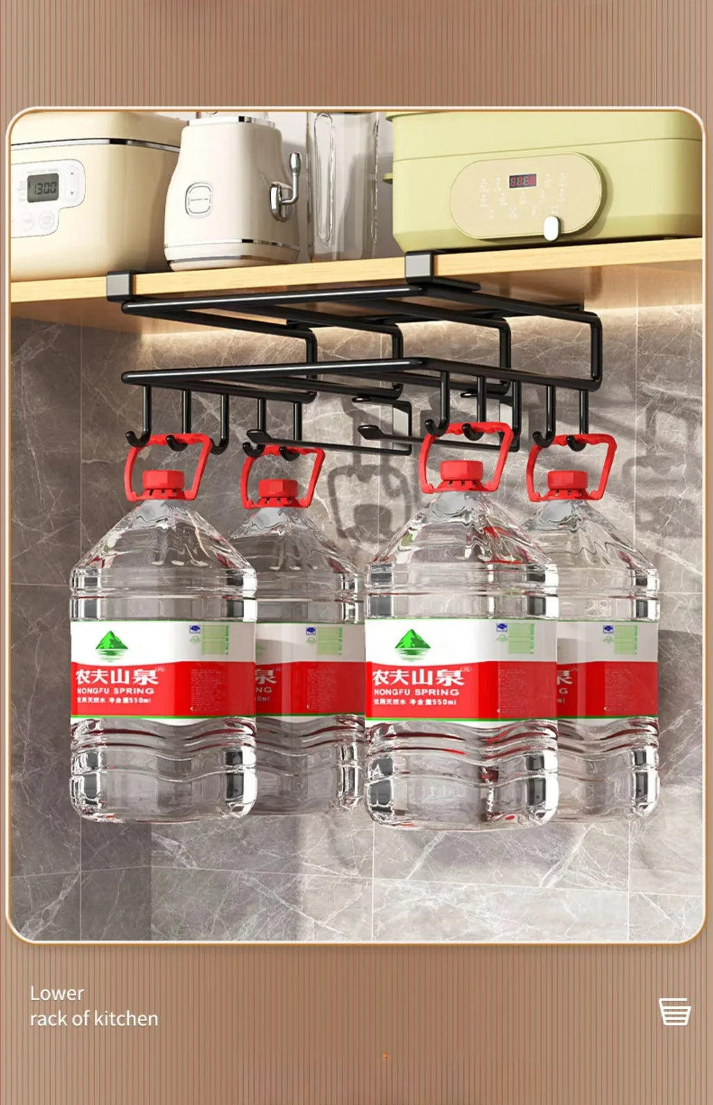 Kitchen Under Cabinet Basket Storage Shelf Cutting Board Rack Kitchen Closet Rack Under Desk Cabinet Office Bathroom Organizers
