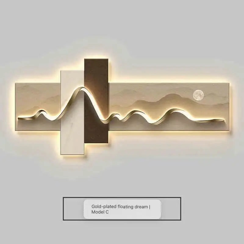 Living room decoration painting LED ambient wall light painting modern luxury sofa background wall, minimalist hanging painting