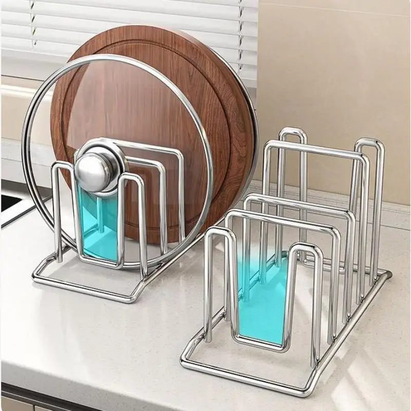 Kitchen Storage Solution Rustproof Pot Lid Rack Stainless Steel Rack Home Multifunctional Chopping Board Organizer